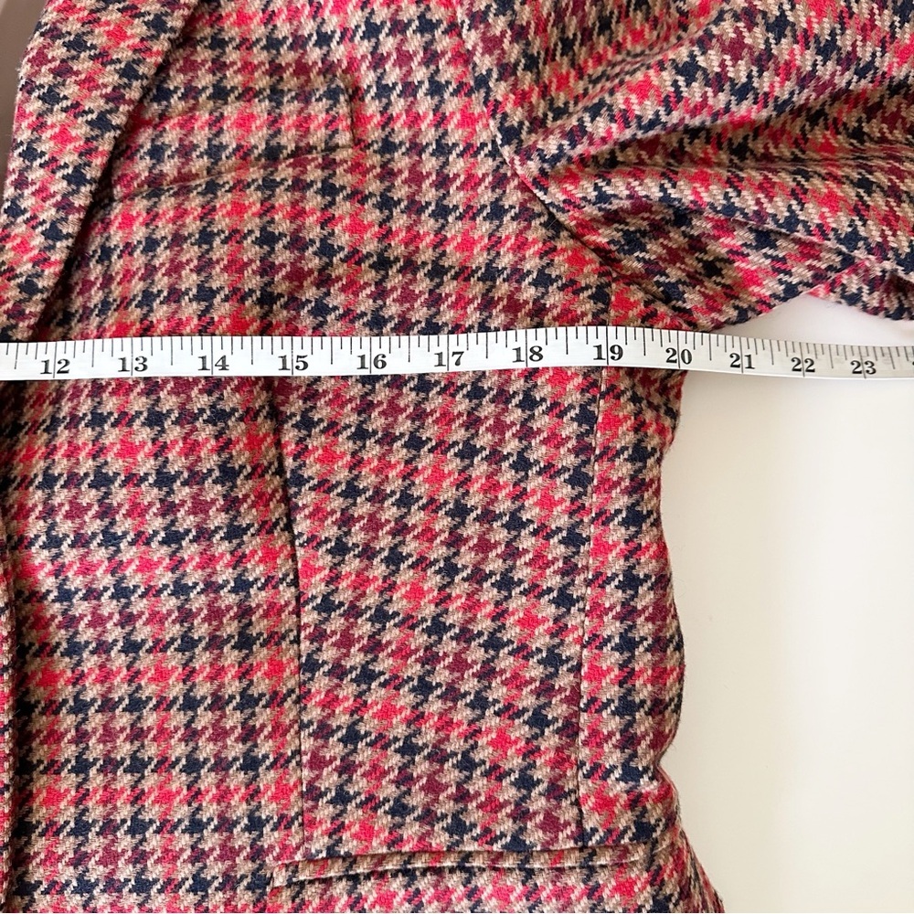 J. Crew Houndstooth Blazer Wool Blend Tan, Red and Black Size 14 - Picture 4 of 8